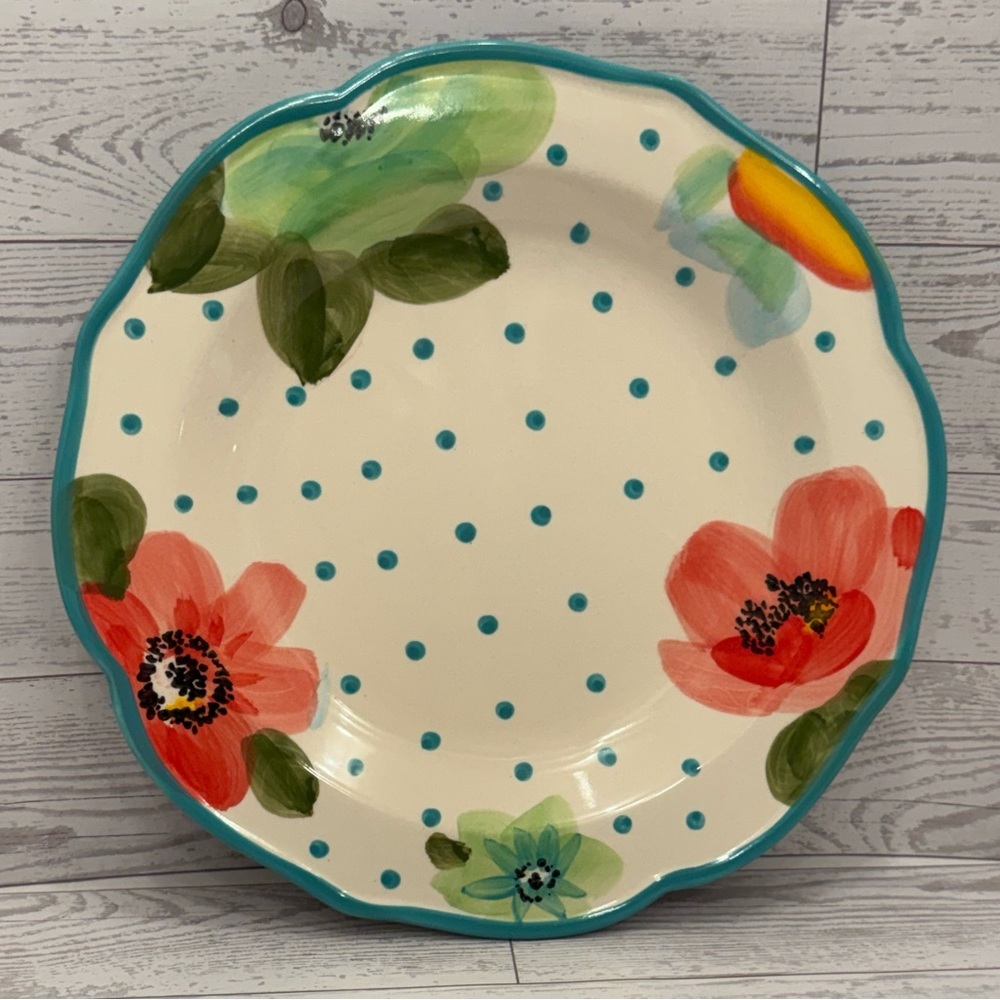 Vintage Bloom Turquoise Floral Dinner Plate
